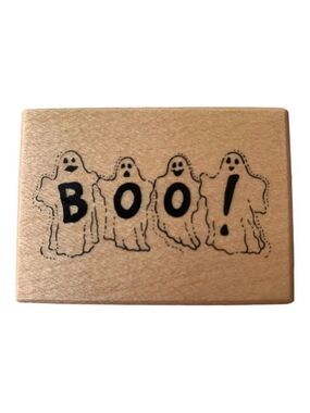 PSX Designs Boo Ghost Wood Mounted Rubber Stamp Word D-948 Spooky Halloween